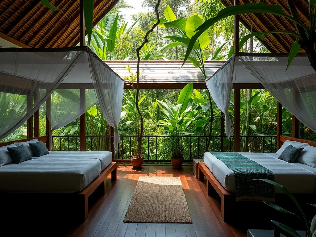 Jungle villa twin beds Bali