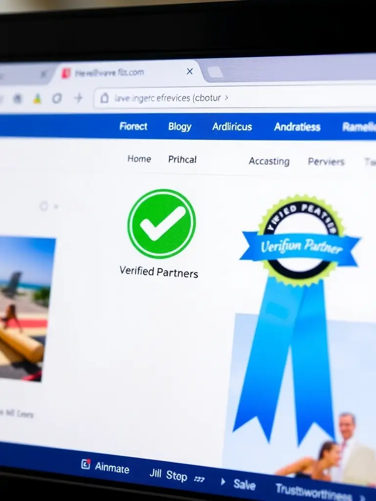 A screenshot of the Expedia website, with a highlighted section indicating a verified partner badge, assuring users of guaranteed support and reliable booking services for their twin bed arrangements.