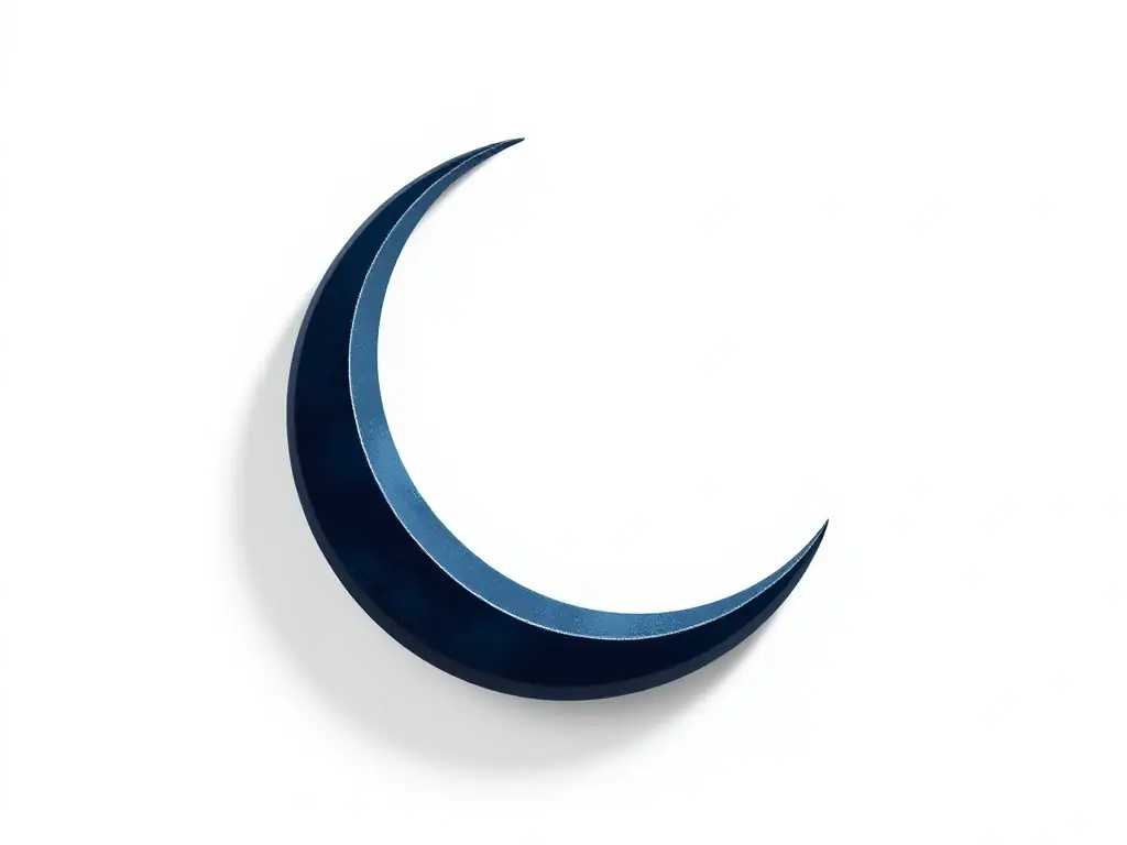 A navy blue moon icon on a white background, illustrating the challenges of snoring and the need for effective noise management solutions.