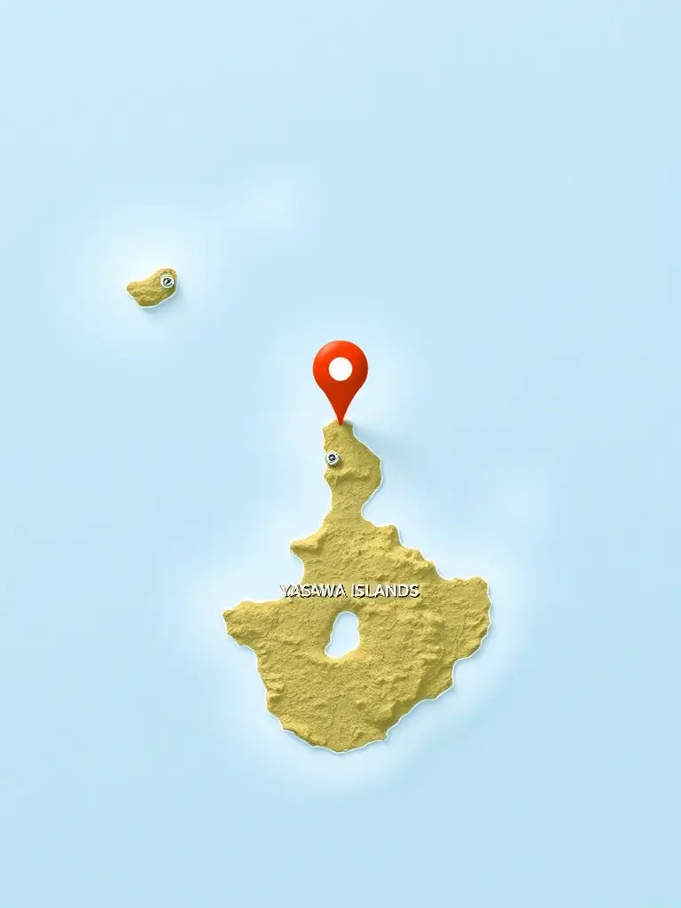 A focused view of the Yasawa Islands on the Fiji map, showcasing the remote and exclusive nature of the resorts in this region.