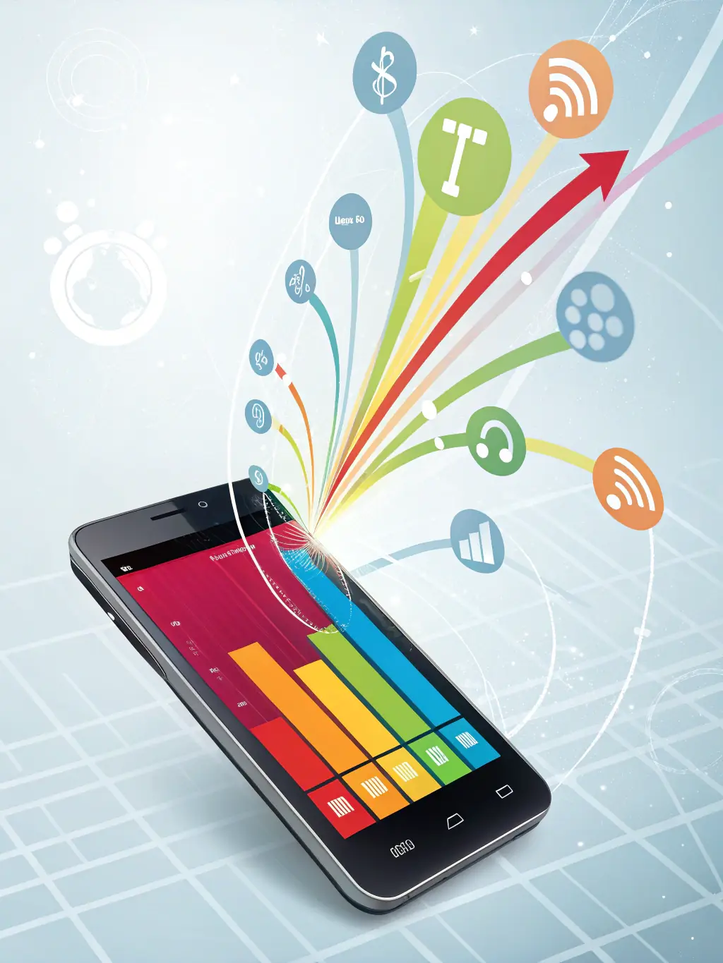 A golden icon showing a mobile phone with a strong signal indicator upon landing in a new country, highlighting immediate connectivity.