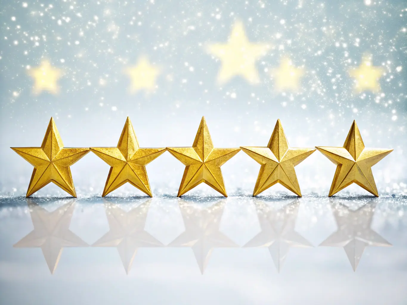 A stylized graphic of a star rating system, with a focus on the verification process, set against a clean, modern background.