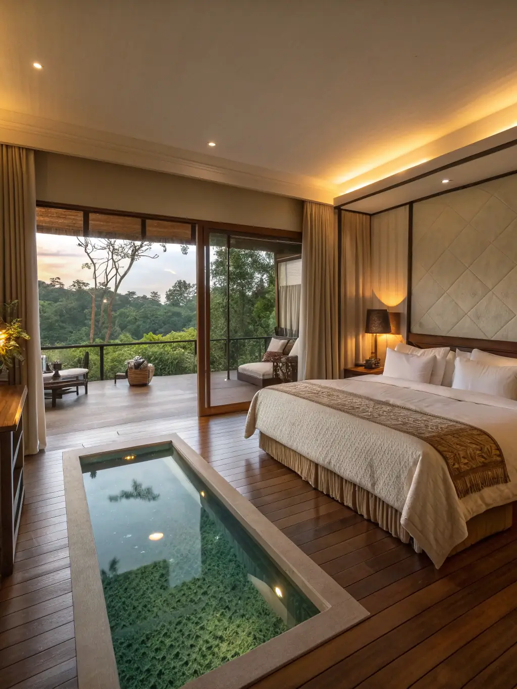 A cave suite at Mystique Hotel, showcasing the unique architecture and luxurious amenities. The image should convey a sense of exclusivity and relaxation.