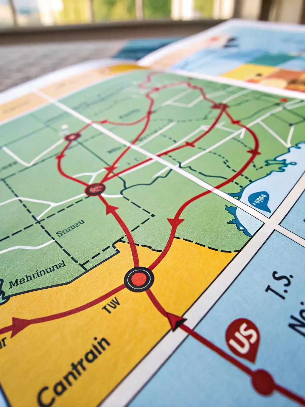 A golden icon of a direct route on a map, symbolizing a direct and efficient airport transfer.