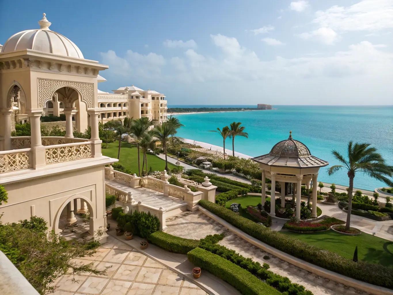An elevated view of the Montage Kapalua Bay, showcasing its stunning cliffside location with panoramic ocean views, emphasizing the resort's exclusivity and breathtaking scenery.