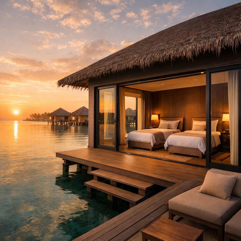 Maldives twin beds hotels with overwater villas for couples